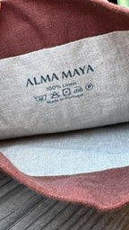 Alma Maya label inside the bag — 100% linen, made in Portugal